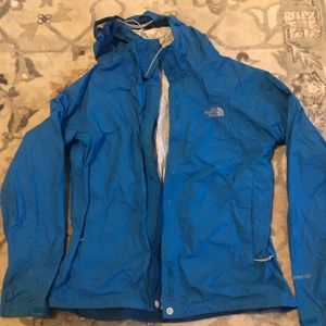 Blue North Face rain coat